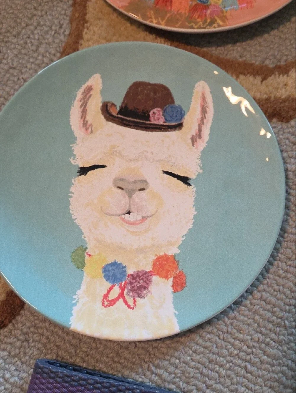 Pier 1 White Earthenware Desert Llama Plates -